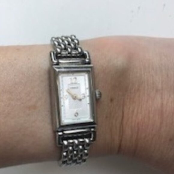 Auth $398 Coach 0820 Silver Swiss Madison Tank Watch Time Piece - Picture 1 of 4